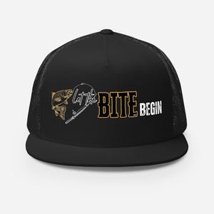Let The Bite Begin Fishing Trucker Hat | Funny Fishing Hat for Men | Foam Mesh Snapback | Fisherman Gift | Bass Fishing Hat | Outdoor Cap