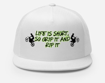 Cappello da camionista Life is Short Rip It, berretto da motocross e da cross