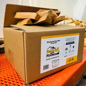 Mini Firewood for Table Top Fire Pits, Smoker Grills, Pizza Ovens - The Hefty Heap Box