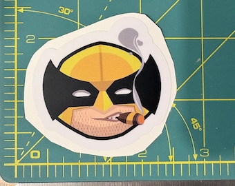 Waterproof Vinyl Sticker — Wolverine (approx 2.25" - 2.5") for Laptop & Water Bottle