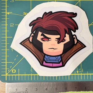 Waterproof Vinyl Sticker — Gambit (approx 2.25" - 2.5") for Laptop & Water Bottle