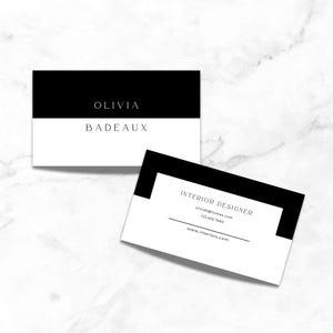 Modern Black and White Business Card Template, DIY Printable Business Card, Business Branding, Small Business Card