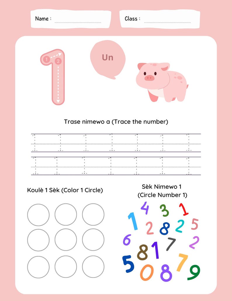 Pdf Creole Numbers Learn Numbers 1-10 in Haitian Creole – Printable Worksheet for Toddlers ...