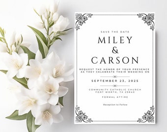 Classic Wedding Invitation | Elegant Wedding Invite | Customizable Wedding Template | Canva Wedding Template | Simple Bridal Invitation