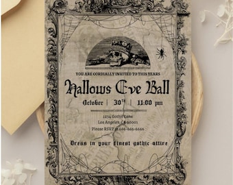 Gothic Halloween Party Invitation (Editable on Canvas)