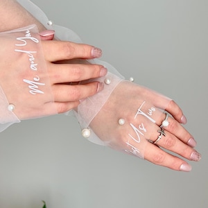 Pearl Bridal Sleeves Fingerless bridal gloves Personalized Removable Sleeves for Wedding Dress Bridal Gloves Tulle Fingerless Sleeves