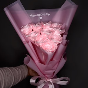 Buquê de rosas eternas personalizado com mensagem personalizada Rosas eternas Presente de aniversário para a mãe Presente de aniversário Presente de casamento Presente de noiva