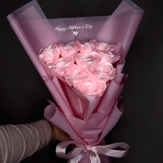 花束・アレンジメント Pink Rose Bouquet ETERNAL Pearl Gift Personalized Eternal Roses Bouquet With Custom Message Forever