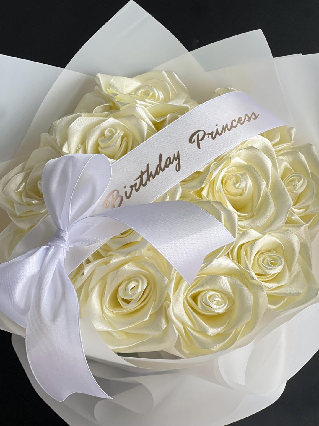 Eternal Roses Multi Colored Ribbon Personalized Eternal Rose Bouquet: Satin Ribbon Flowers, Custom Message ...