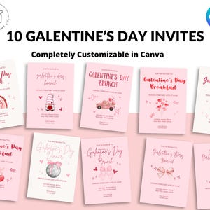 Galentine's Day Einladungen, 10 vollständig anpassbare Vorlagen Canva, Valentinstag-Veranstaltungseinladungen, Galentine's Day Invite, Instant Download