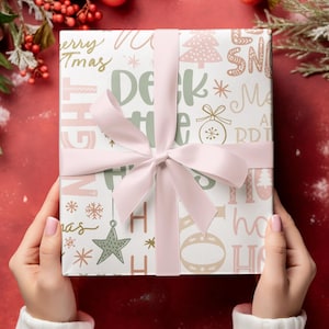 Pink Christmas Wrapping Paper, Holiday Gift Wrap, Pink Gift Wrap, Elegant Christmas Gift Wrap, Pink Wrapping Paper, Seasonal Gift Wrap,