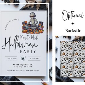 Convite editável de aniversário de Halloween, cartão para festa à fantasia de Halloween Monster Mash, convite divertido para fantasmas assustadores, festa de doces ou travessuras para crianças