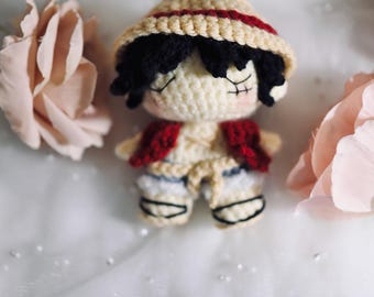 One Piece, Luffy D Monkey, Luffy, doll, crochet doll, anime, keychain, one piece doll, amigurumi, Christmas gift, gifts, car hanger, plushie
