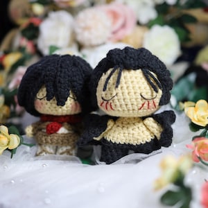 Attack on Titan,Eren Yeager,Mikasa Ackerman,crochet doll,amigurumi,Eren,Mikasa,handmade keychain,crochet keychain,handmade doll,bemcrochet