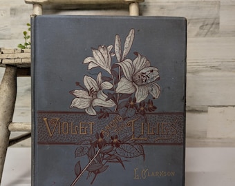 Antique Poetry Book, Violet Among The Lilllies by L. Clarkson Chromolithographs Illustrations