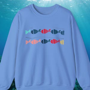 Fish Fun sweater met ronde hals, cadeau visliefhebber, oceaanliefhebber kleding, Sea Life-kleding, Marine Wildlife Jumper