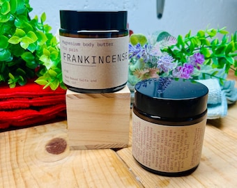 All-Natural Magnesium Body Butter, Plant Base, Organic Frankincense, Lavender, Unscented