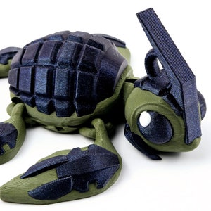 Grenurtle Grenade Turtle Articulated Desk Fidget Stress Anxiety Relief Novelty Display Interactive Artpiece