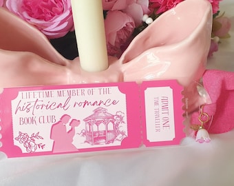 Historical Romance Book Club Bookmark –  Ticket Style | Book Lover Gift | Bookish Accessory |