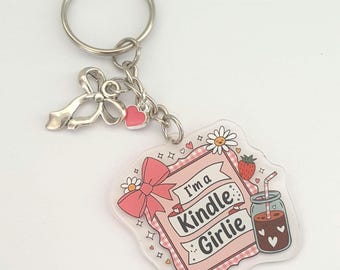 Kindle Girlie Keychain: Bookish Accessory with Iced Coffee Charm