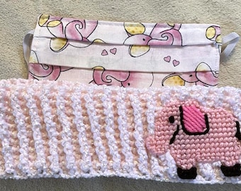 EW0094 Pink Ear Warmer with Pink Elephant