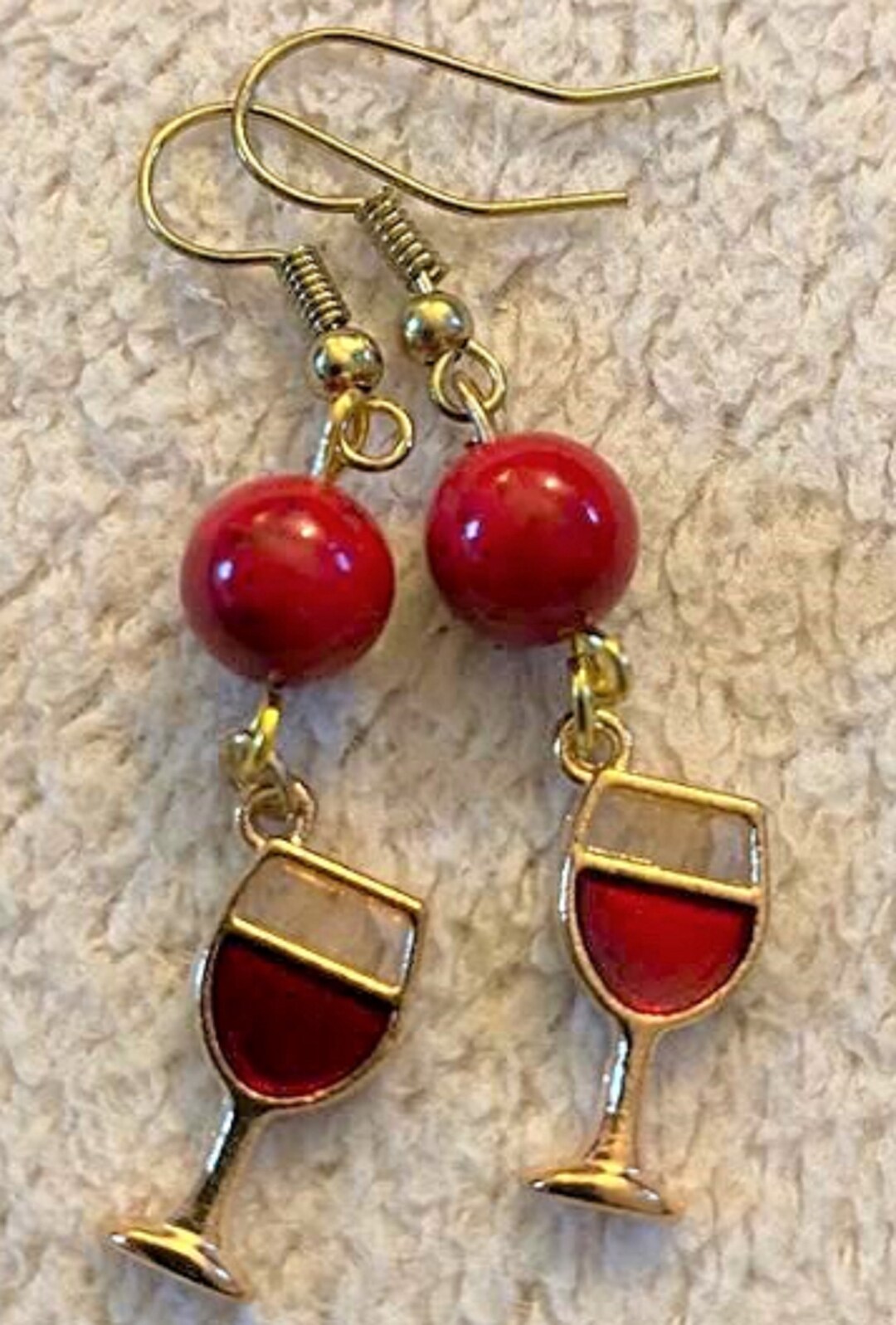 AB0338 Gass of Wine Earrings Pierced or Clip Ons Etsy