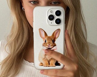 Hase mit rosa Schleife iPhone Hülle - Y2K 2000s Coquette Soft Girl Ästhetische Handyhülle