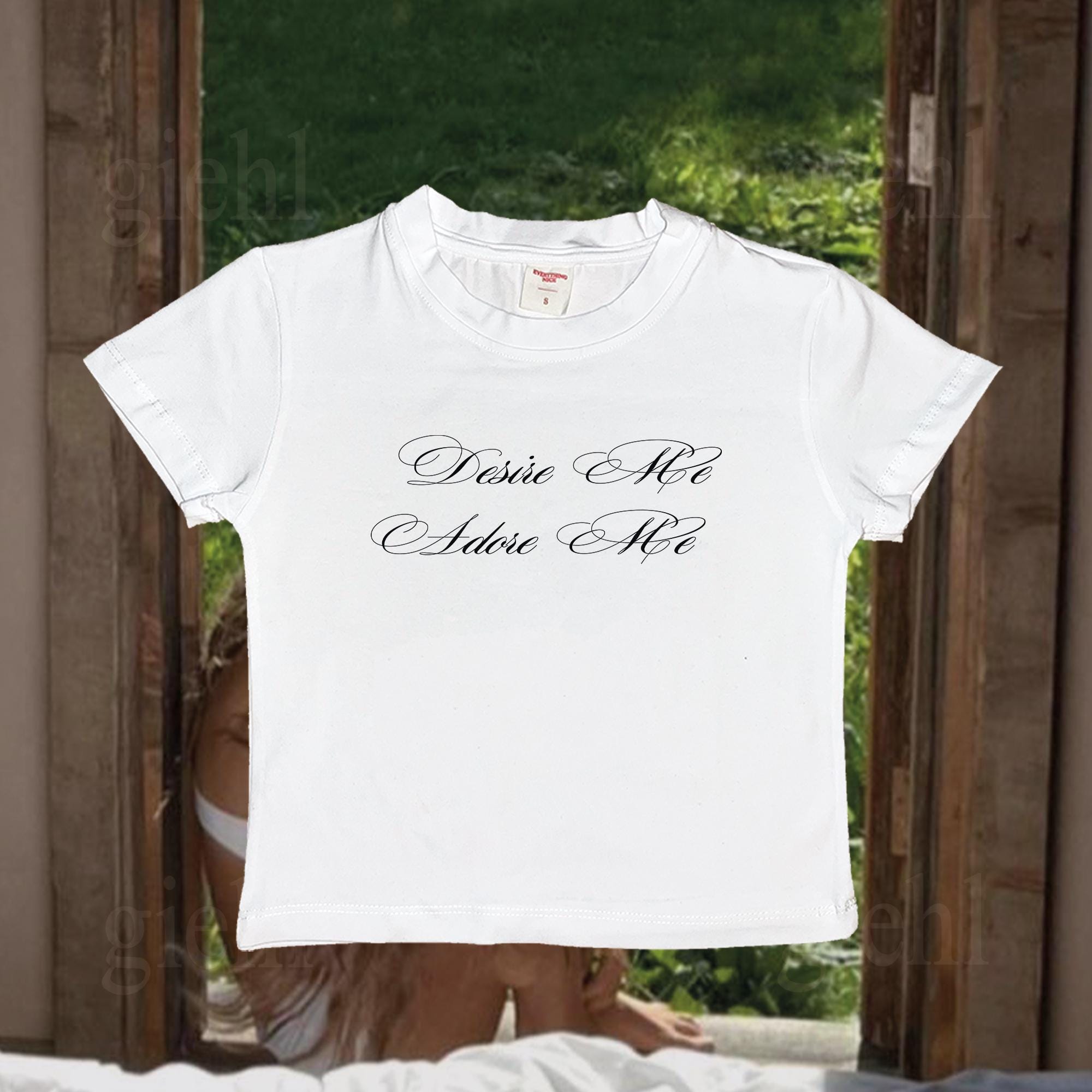 【2000Archives】DESIRE BABY TEE Desire Me Adore Me Baby Tee – Y2K Coquette Crop Top, Soft