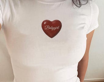 Babygirl Red Heart Fitted Baby Tee - Coquette Romantic Y2K Graphic Top