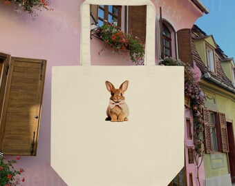 Hase mit Schleife Tote Bag: Y2K Coquette Cotton Canvas