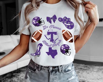 Tarleton Texans Western Chic Digital Design | Purple Cowboy Boots & Rodeo Style PNG Download