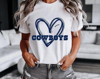 Cowboys Blue & Silver Heart Football Design – Digital Download for Game Day, Tailgate, Sports Fan Apparel