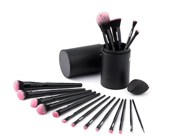 Gift for Her, Makeup Brush Set (18 Piece) with Black Travel Case