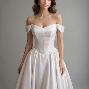 Unique Satin Basque Waist Corset Wedding dress with Train