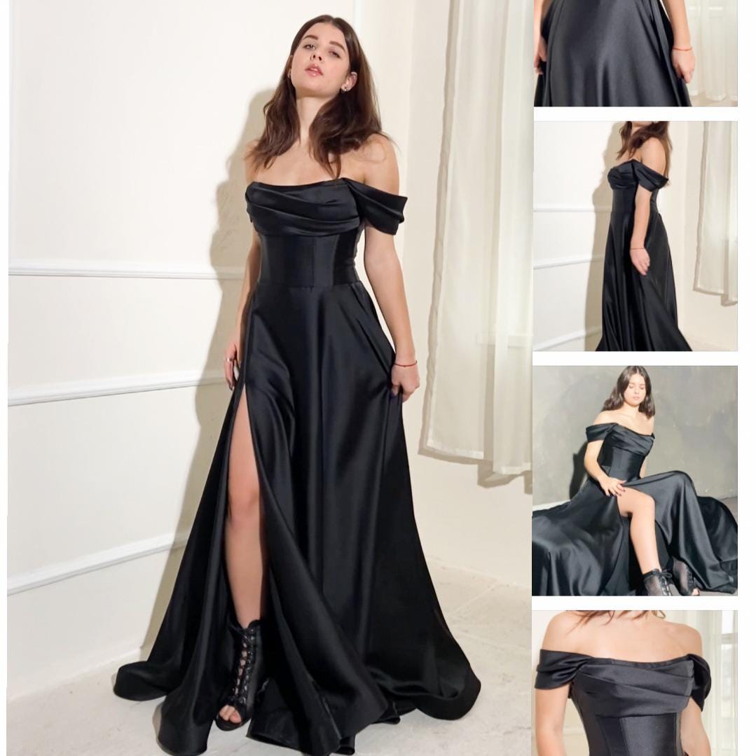 Black Off Shoulder Corset Gown