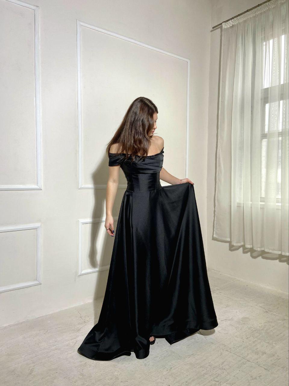 Black Corset Satin Maxi Dress Perfect for Formal Events & Bridesmaid. Black Wedding Dress, Gothic Wedding Dress