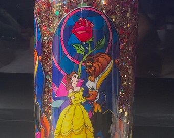 Beauty and the Beast snow globe tumbler