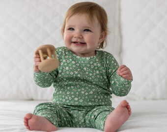 Floral Green Two-Piece Pajama Set