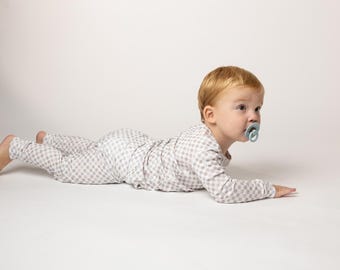 Neutral Checks Two-Piece Pajama Set