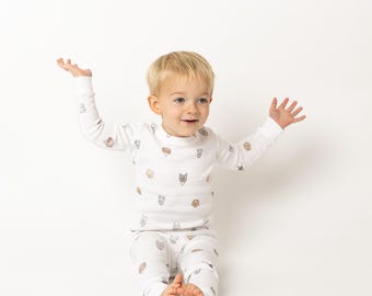 Dogs White Two-Piece Pajama Set for Toddler
