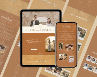 Golden Hour Wedding Website Template: Canva RSVP, Save the Date (Digital)