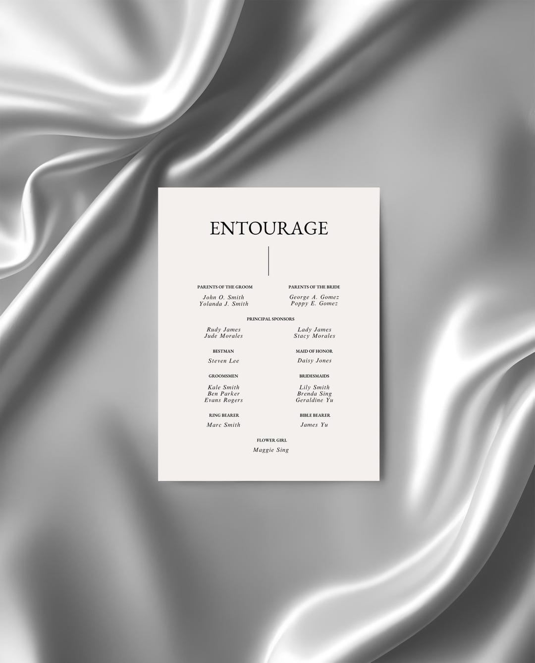 Monochrome Wedding Entourage Template: Editable Canva Design (digital ...