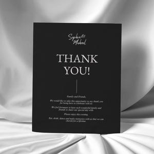 Modello classico monocromatico per biglietto di ringraziamento per matrimonio / Invito Canva modificabile e senza tempo, modello fai da te per matrimonio, invito digitale per matrimonio WT6