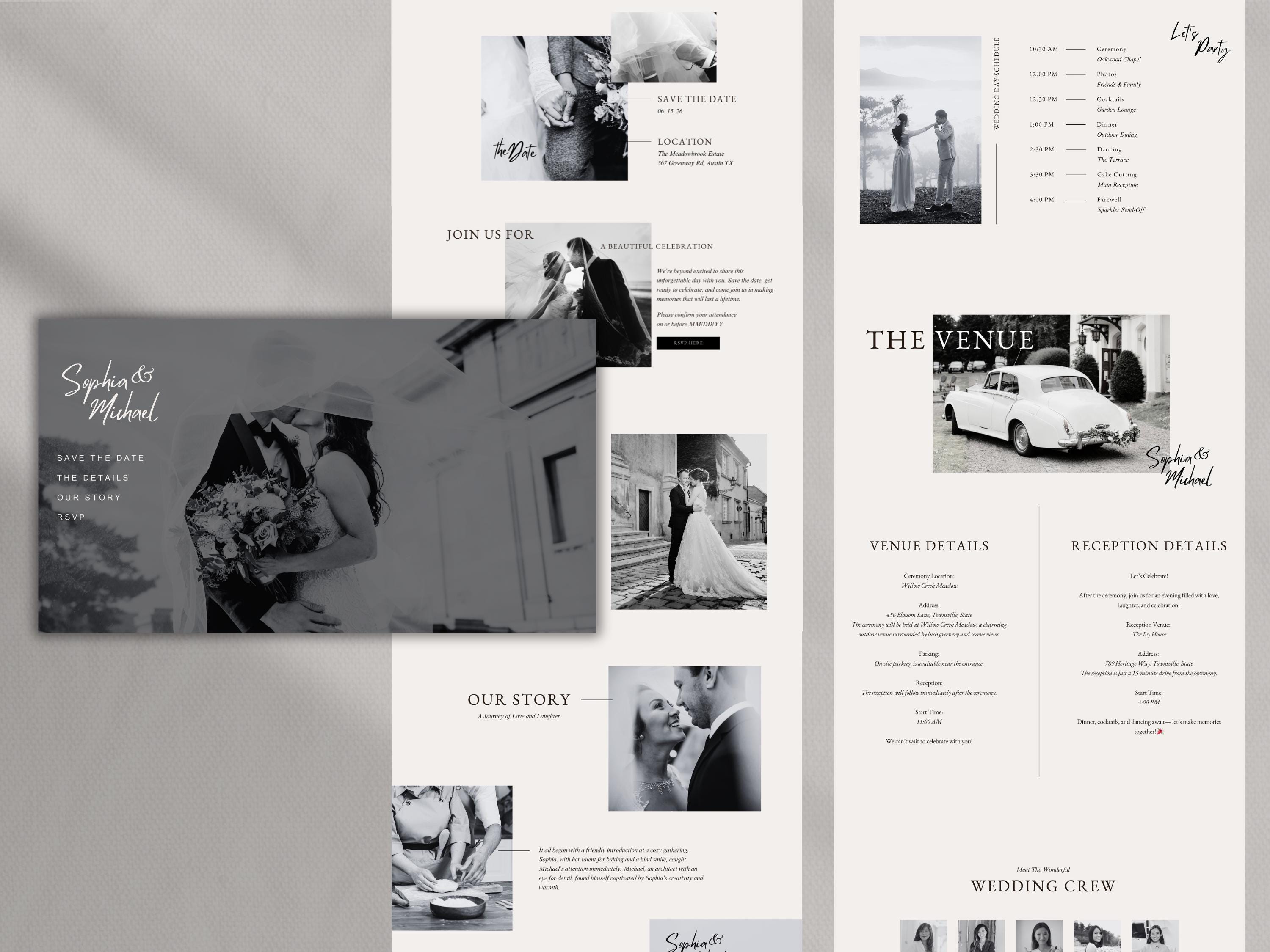 Monochrome Wedding Website Template: Editable Canva RSVP (digital) - Etsy