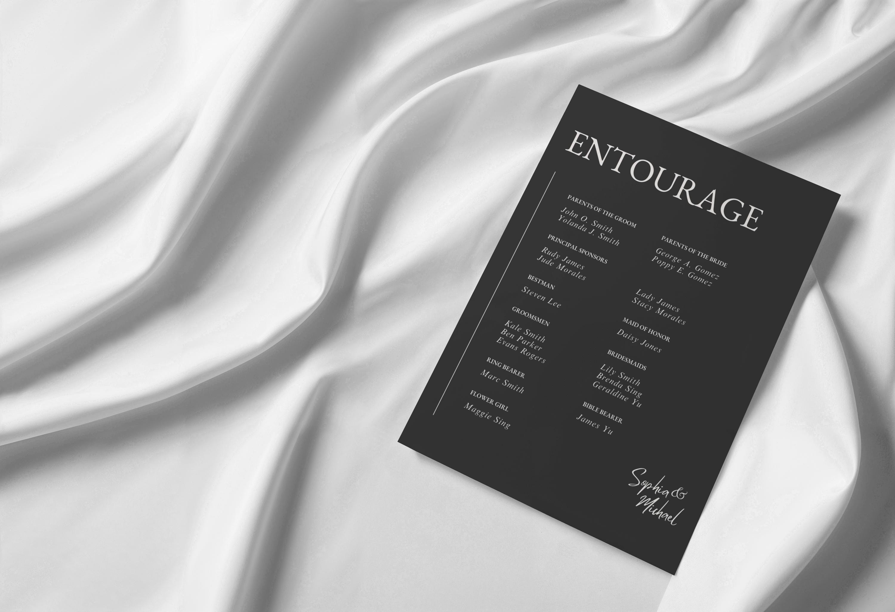Monochrome Wedding Entourage Template: Editable Canva Design (digital ...