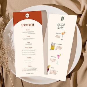Wedding Menu Template | DIY Canva Editable Retro Arc Wedding, Wedding Cocktails, Digital Wedding Invite Suite, Canva Wedding Template WT4