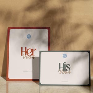 Plantilla de tarjeta de votos de boda con diseño de arco retro / Tarjetas de votos para él y para ella con diseño de arco retro DIY, plantilla de tarjeta de votos de boda con diseño de arco retro editable en Canva, invitación WT4