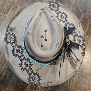 Custom Burned Southwest Mountains Hat