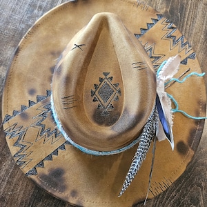 Custom Burned Aztec Hat