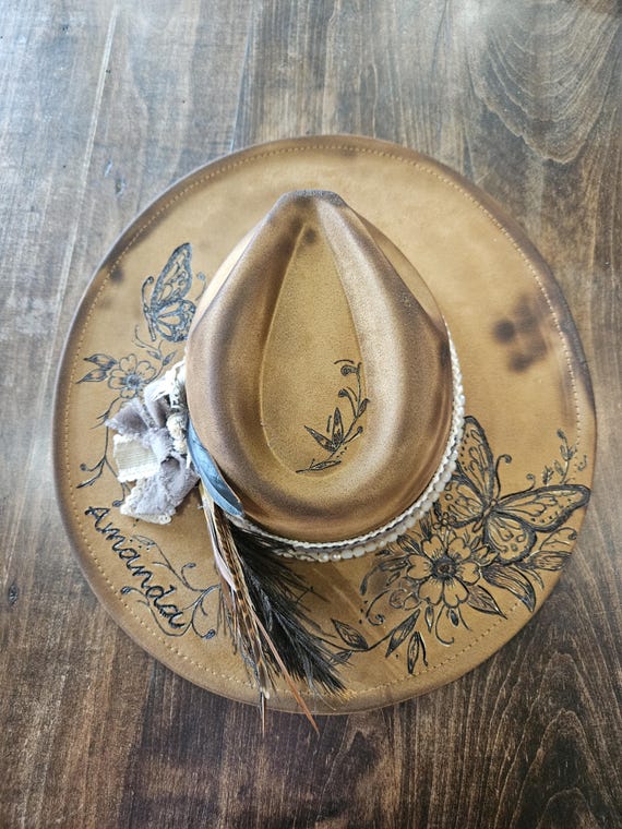 Custom Burned Butterfly Hat - Etsy display picture 3